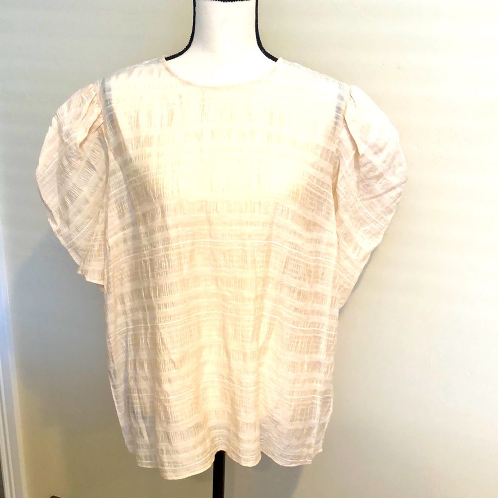 New Express puff sleeve blouse XL in cream/beige